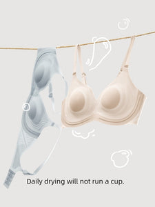 Intimates Women's Small round Cup with Tree Natural-looking Wireless Traceless Ventilation Bra Summer Thin Push up Bra