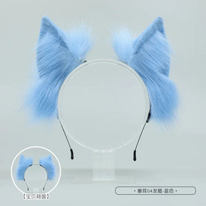 Cat Ear Headband Kawaii Fox Ear Lolita Cosplay Headwear Japanese Fluffy Hair Accessories Adjustable Ear Jk Role Play Headdress