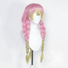 Load image into Gallery viewer, Demon Slayer Kanroji Mitsuri Cosplay Wig Ombre Pink Corn Perm Plait Synthetic Long Braided Wig Anime Coser Cute Girl Wig Party
