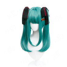 Load image into Gallery viewer, Vampire Miku Cosplay Costumes  Wig Cute Vampire Costume HSIU 45CM Blue-green double ponytail short hair Pink kawaii dress
