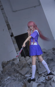Gasai Yuno Cosplay Anime Future Diary Gasai Yuno Mirai Nikki Cosplay Costume School Uniform Bow Short Skirt Wig Halloween Suits