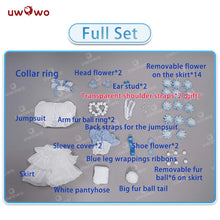 Load image into Gallery viewer, IN STOCK UWOWO Mikku Cosplay Costume Flower Fairy Dress Full Set Anime Cute Women White Bunny Jumpsuit Halloween Costumes
