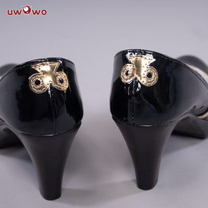 UWOWO Game Genshin Impact Cosplay Lisa Witch of Purple Rose The Librarian Cosplay Shoes Cosplay Boots
