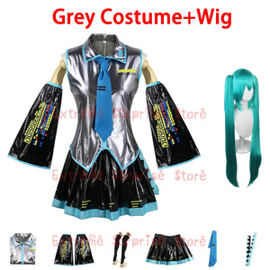 European Size Optimized Version Miku Cosplay Costume Full Set Mikuo Cosplay Dress Uniform  Headwear Props Miku Cosplay Suits