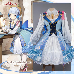 In Stock UWOWO Ayaka Cosplay Genshin Impact Ayaka Cosplay Costume Fontaine Spring Bloom Missive Dress New Skin Outfit Role Play