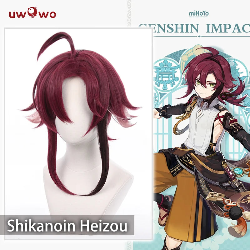 IN STOCK UWOWO Game Genshin Impact Cosplay Wig Shikanoin Heizou Wig 50 CM Short Hair Heat Resistant