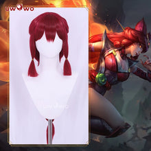 Load image into Gallery viewer, UWOWO Ahri Wig Game League of Legends/LOL: Foxfire Ahri 2023 ASU Cosplay Wig Long Hair with Ear Brown Red Hair 80CM

