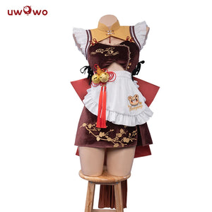 In Stock UWOWO Xiangling Cosplay Maid Costume Genshin Impact Fanart Cosplay Maid Dress Exclusive XiangLing Halloween Costume Ne
