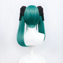 Load image into Gallery viewer, Vampire Miku Cosplay Costumes  Wig Cute Vampire Costume HSIU 45CM Blue-green double ponytail short hair Pink kawaii dress
