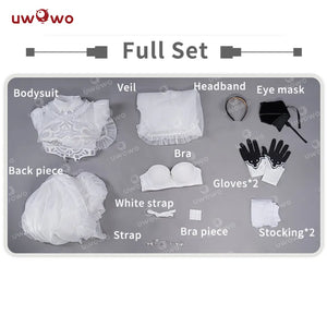 In Stock UWOWO Nier: Automata Yorha 2B Cosplay Costume Black/White Wedding Dress Bride Halloween Costume Outdoor Dress For Women