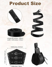 Load image into Gallery viewer, 6 Pcs Men&#39;s Halloween Renaissance Costume Set Medieval Vest Shirt Ankle Banded Pants Viking Belt Armband Pouch
