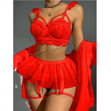 Load image into Gallery viewer, Transparent Lace Bra Set Women Sheer Temptation Exotic Sexy Lingerie Set Ladies Flroal Black Bra Underwear Set
