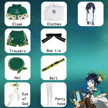 Load image into Gallery viewer, Genshin Impact Venti Cosplay Costume Uniform Wig Shoes Cosplay Anime Chinese Style Halloween Costumes For Women Game Wendi Windy
