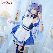 Load image into Gallery viewer, In Stock UWOWO Keqing Cosplay Maid Costume Exclusive Genshin Impact Fanart Cosplay Maid Ver. Keqing Maid Dress Halloween Costume
