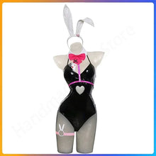 Load image into Gallery viewer, Anime Miku Rabbit Cosplay hole Black Leather Bunny Girl Sexy Cute Halloween Cosplay Costume Headdresses Clothes Bows Girl Wig
