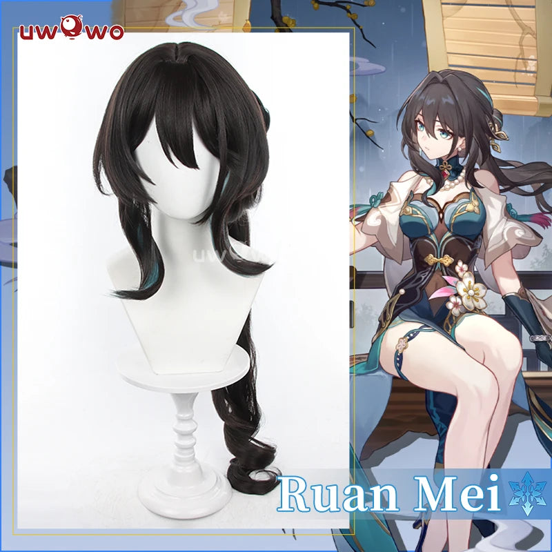 IN STOCK UWOWO Honkai Star Rail Ruan Mei RuanMei HSR Cosplay Wig Long Black Hair