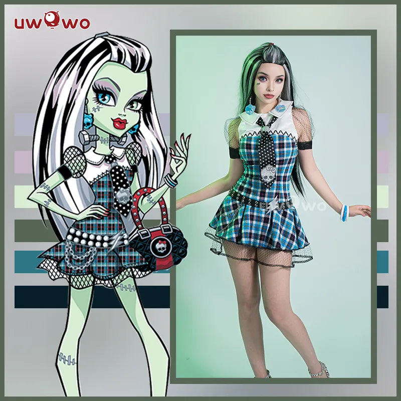 Monster High Cosplay Frankie Stein 1 Cosplay Costume Suit Female Cosplay Dress Halloween Costumes Outfit