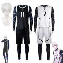 Load image into Gallery viewer, Anime Blue Lock Cosplay Nagi Seishiro Costume White Black Jersey Football Jumpsuit Bodysuit Halloween Carnival Party Clothes
