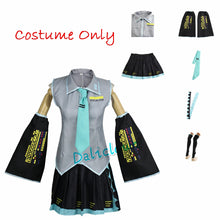 Load image into Gallery viewer, Anime Miku Cosplay Costume Wig Shoes Japan Leather Midi Dress Miku Cosplay Female Halloween Costume Girls JK Uniform Women Men
