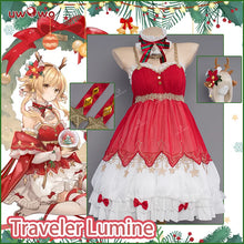 Load image into Gallery viewer, LAST BATCH  UWOWO Traveler Lumine Cosplay Costume Genshin Impact Cosplay Fanart: Christmas Costume Halloween Outfit Full Set
