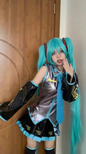 Load image into Gallery viewer, PU Leather Vocaloid Miku Cosplay Costume Anime Midi Dress Halloween Christmas Party Clothes For Girl
