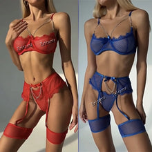 Load image into Gallery viewer, Fetish Bowknot Lingerie Open Bra Lace Up Sexy Underwear Satin Erotic Outfit Young Girls Erotic Lingerie Set Of Sex
