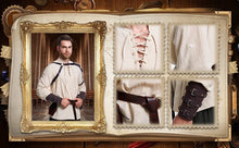 Load image into Gallery viewer, 8 Pcs Men&#39;s Renaissance Costume Halloween Medieval Pirate Shirt Pant Viking Costume Accessories Set
