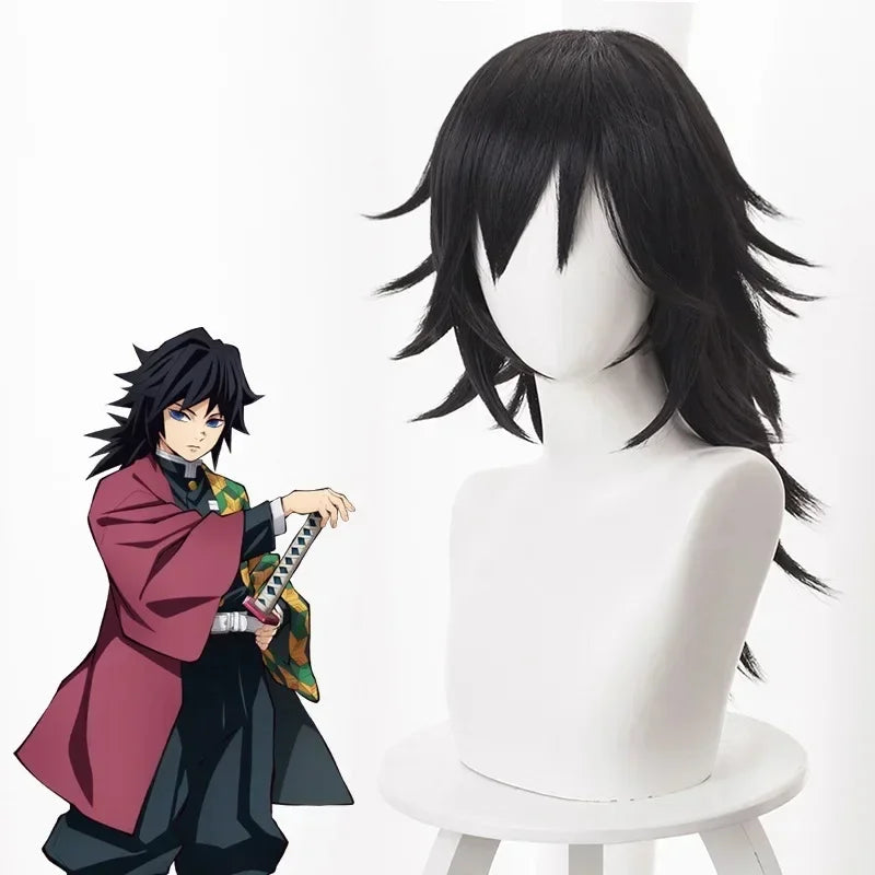 Anime Demon Slayer Tomioka Giyuu Cosplay Costume Accessories Suit Uniforms Kimetsu No Yaiba Costumes Wig Child Adult Gift