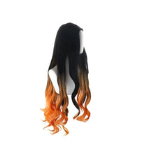 Load image into Gallery viewer, Kamado Nezuko Cosplay Wig Long Curly Black Orange Brown Gradient Ombre Hair Heat Resistant Synthetic Anime Wigs
