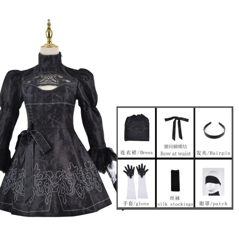 Nier Automata Cosplay Costume 9S Yorha 2B Cosplay Costume Wig Sexy Anime Games Suit Male Women Halloween Party Fancy Dress