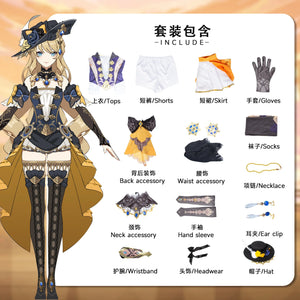 Genshin Impact Navia Cosplay Costume  Full Set With Hat Cosplay for Women Dress Uniform Halloween Outfit Uniform Navia Cosplay
