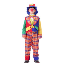 Load image into Gallery viewer, 39BD Child Clown Cosplay Costume Including Coat Shirt Pants Clown Hat Clown Necktie
