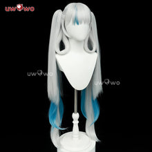 Load image into Gallery viewer, UWOWO Jinhsi Wig Game Wuthering Waves WuwWa Jinhsi  Cosplay Wig With Tonytail Long Hair Gray and Blue Hair
