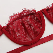 Load image into Gallery viewer, 2 Pieces Sexy Lingerie Fancy Lace Erotic Set Transparent Underwear Fairy Embroidery Brief Sets Delicate Bra  Push Up Breves Kit
