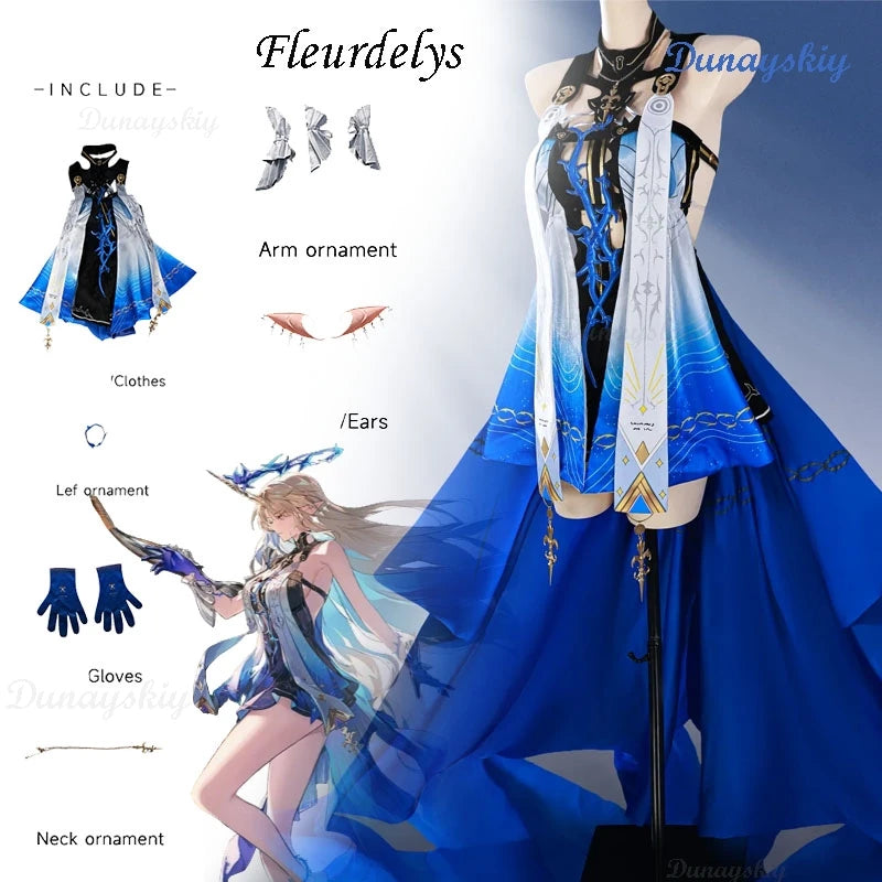 Wuthering Waves Cartethyia Fleurdelys Cosplay Wuwa Dress Wig Costume Game Event Clothes Women Halloween Upgraded Version Outfit