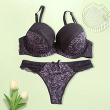 Load image into Gallery viewer, 2026 New Women Sexy Lace Underwear Set Push Up Embroidered Bra And Thong Plus Size 2 Piece Set Color Block Lingerie Suits
