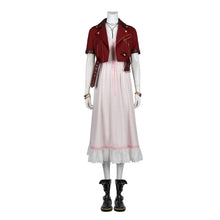 Load image into Gallery viewer, Game FF7 Adult Aerith Gainsborough Costume Cosplay Final Fantasy Remake Halloween Outfit Fancy Women Red Jacket Pink Dress
