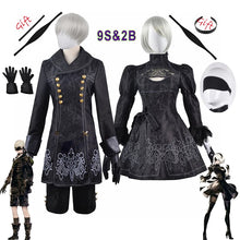 Load image into Gallery viewer, Anime Nier Automata Cosplay 9S Yorha 2B Cosplay Suit Male Women Outfit Wig Disguise Costume Plus Size Fancy Party Black Dress
