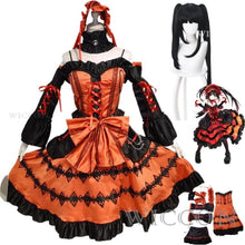 Load image into Gallery viewer, DATE A LIVE Tokisaki Kurumi Cosplay Costume Wig With Bangs Clip Ponytails Comic Con Nightmare Black Long Ponytials Wig Costumes
