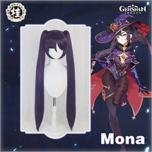 Load image into Gallery viewer, UWOWO Mona Megistus Cosplay Wig Game Genshin Impact Cosplay Astral Reflection 90cm Purple Twin Tail Wig Heat Resistant
