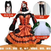 Load image into Gallery viewer, DATE A LIVE Tokisaki Kurumi Cosplay Costume Wig With Bangs Clip Ponytails Comic Con Nightmare Black Long Ponytials Wig Costumes
