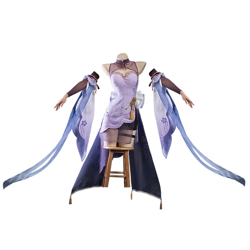 IN STOCK UWOWO Raiden Shogun Cosplay Game Genshin Impact Fanart Raiden Shogun Chinese Dress Qipao Cosplay Costume Halloween Cos