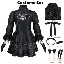 Load image into Gallery viewer, Anime Nier Automata Cosplay 9S Yorha 2B Cosplay Suit Male Women Outfit Wig Disguise Costume Plus Size Fancy Party Black Dress
