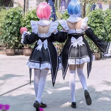 Load image into Gallery viewer, Anime Ram/Rem Lolita Maid Cosplay Costumes Vestido Re:zero Kara Hajimeru Isekai Seikatsu Halloween Costumes for Women Loli Dress

