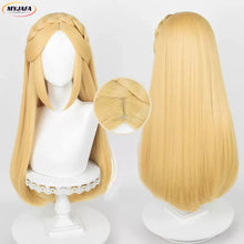 Load image into Gallery viewer, Zelda Cosplay Wig Princess 35cm/72cm High Quality Golden Yellow Braided Heat Resistant Synthetic Hair Anime Wigs + Wig Cap
