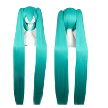 Load image into Gallery viewer, Hair Miku Cosplay Wig Long Heat Resistant Synthetic Hair Clip Ponytails Wigs + Wig Cap
