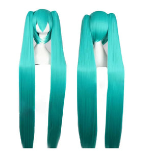 Hair Miku Cosplay Wig Long Heat Resistant Synthetic Hair Clip Ponytails Wigs + Wig Cap
