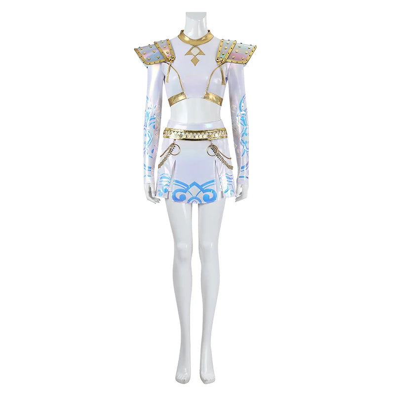 UWOWO Zoey Cosplay Collab Series: Kpop Huntrix Zoey White Holographic Performance Cosplay Costume XS-3XL Halloween Costume