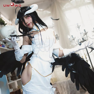 In Stock UWOWO Anime Overlord Albedo Cosplay Costume Halloween Christmas Costume Cos Women White Dress Overlord Albedo Cosplay