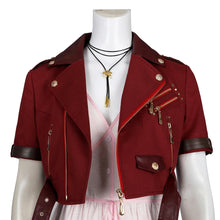 Load image into Gallery viewer, Game FF7 Adult Aerith Gainsborough Costume Cosplay Final Fantasy Remake Halloween Outfit Fancy Women Red Jacket Pink Dress
